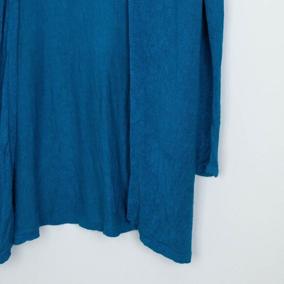 J. Jill Womens Linen Blend Open Front Long Cardigan in Oceanside Size S Summer - Picture 4 of 10
